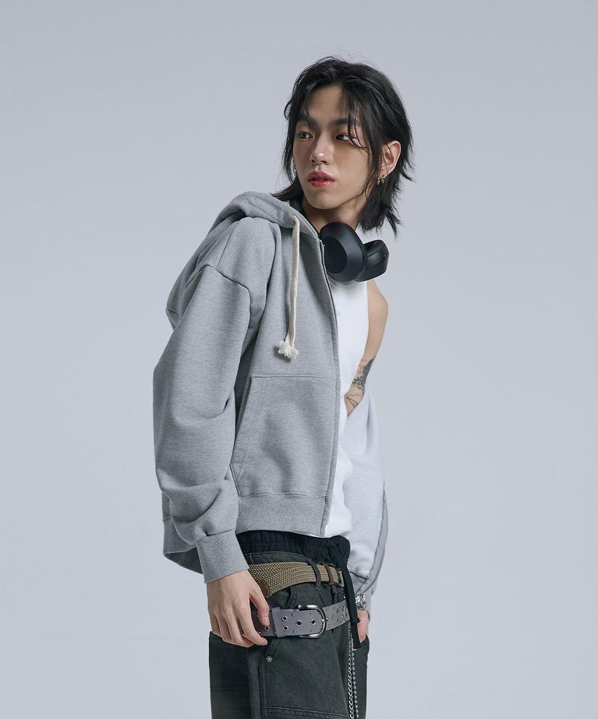Ten Past Seven Heavy Sweat Crop Zip-Up Hoodie (2 Colors)