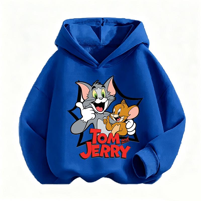 2026 Autumn Boys Girls Hoodies Cartoon Print Children's Tom Jerry Autumn Winter Long Sleeve Sweatshirt Cute Girls Hoodies Pullover