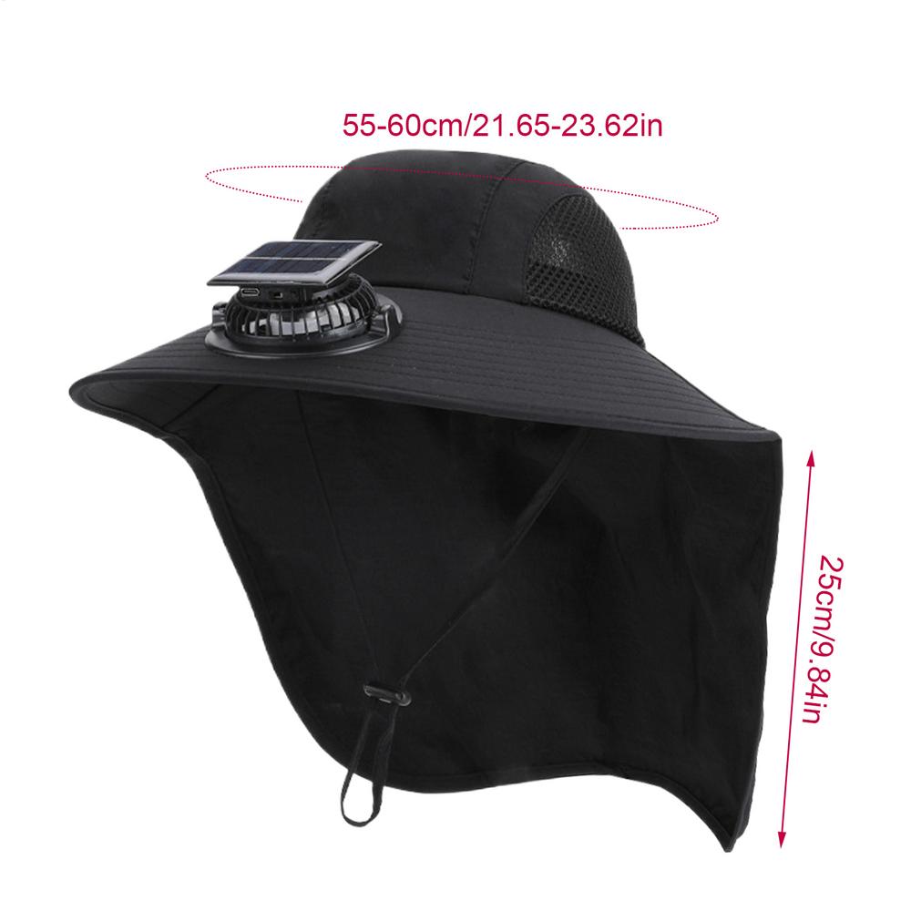 Sun Hats For Men Wide Brim Solar Powered Fan Outdoor Sun Hat Solar Fan Fish Accessories With Neck Flap Wide Brim UV Protection