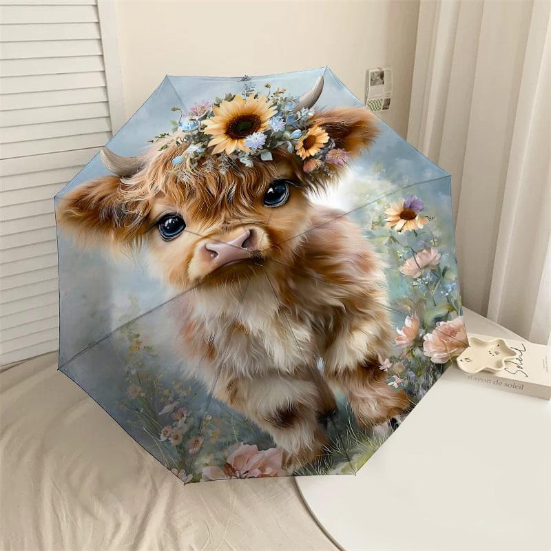 

1PC calf flowersUmbrella-8-Rib Reinforced, Automatic Open, Lightweight & Durable, Cute Fashion Accessory for Outdoor-P180