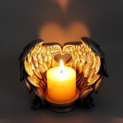 Angel Wings Love Candle Holder Decoration Resin Statue Home Decoration Christ Church Guardian Angel Wings Statue Candle Holder