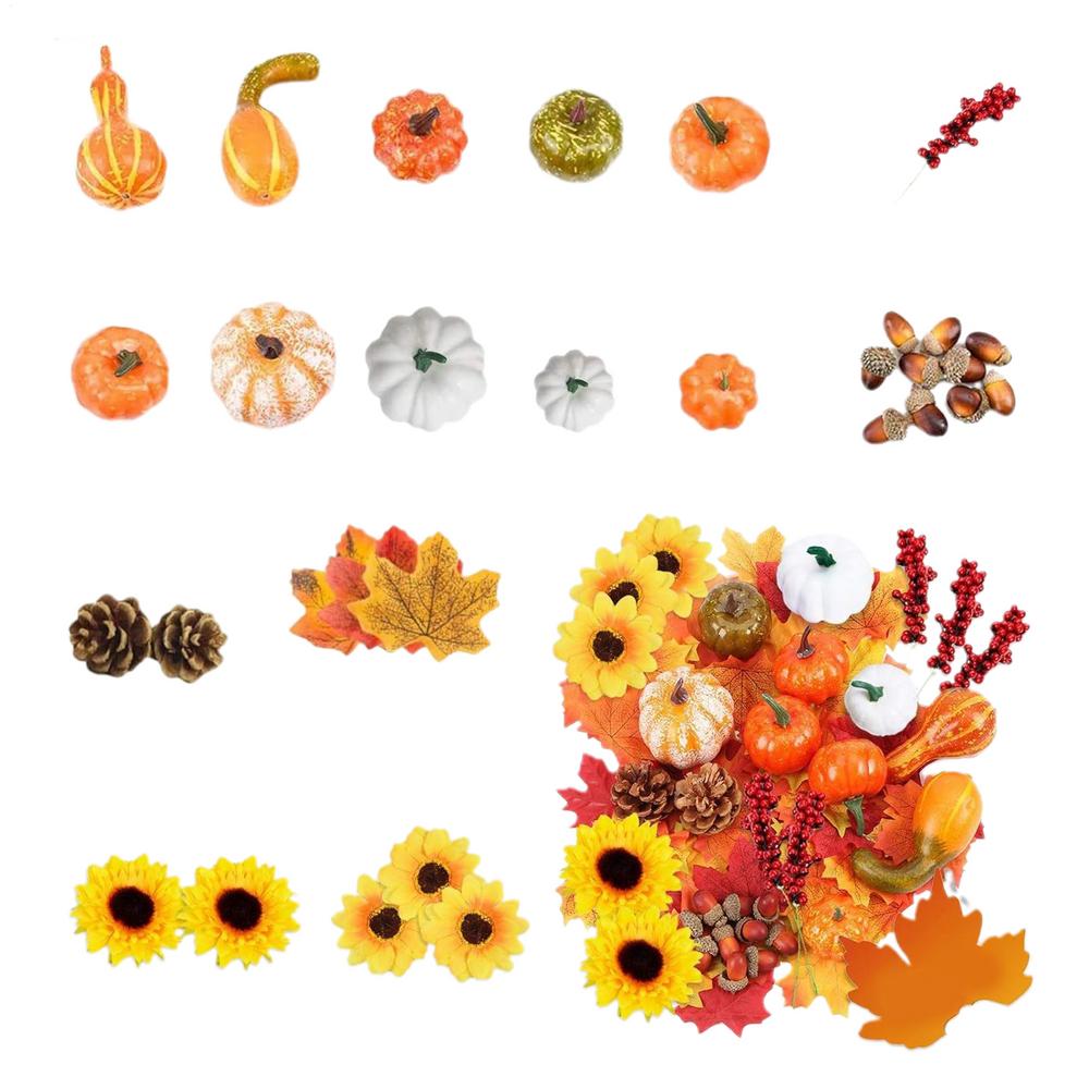 Fall Decoration Pumpkin Artificial Pumpkin Decor Simulation Golden Autumn Pumpkin Set Halloween Home Decor Thanksgiving Ornament