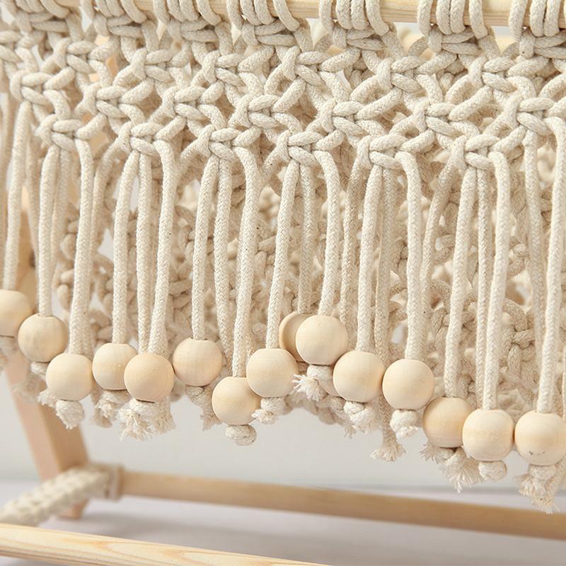 1PC Floor Standing Rack Foldable Cotton Rope Woven Rack Bohemia Book Rack Macrame Basket 32x19x25cm
