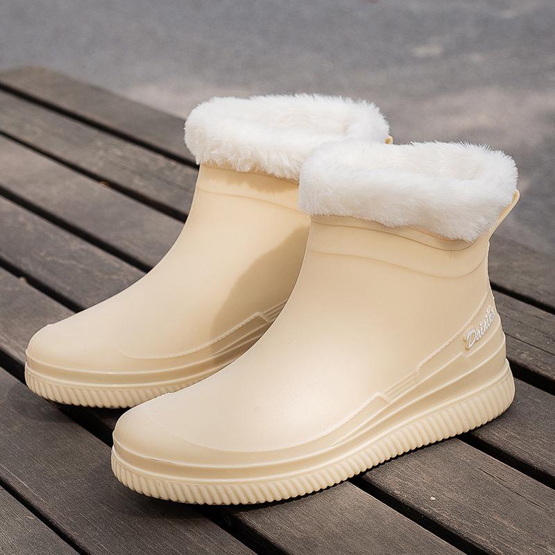 Water shoes women's student rubber shoes non-slip rain shoes warm water boots adult outer wear work rubber shoes