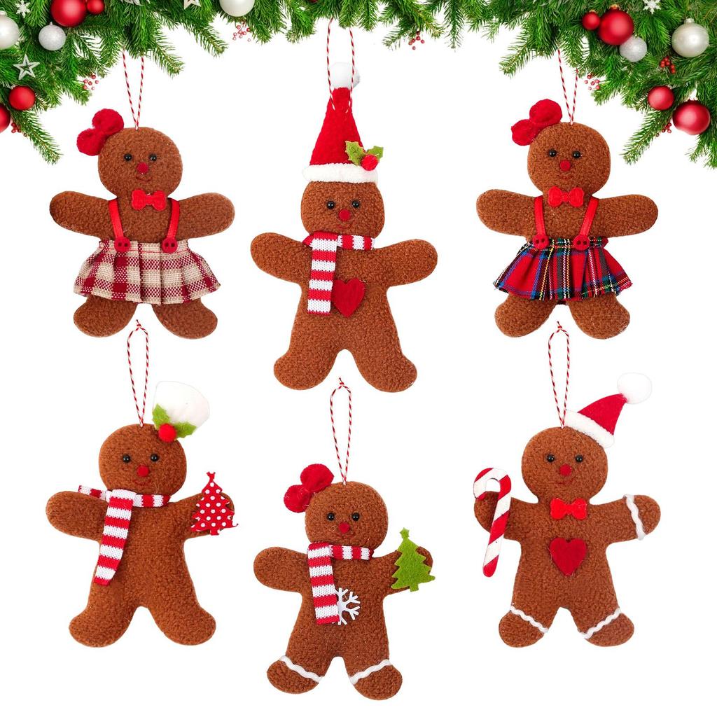6 Stück Filz-Lebkuchenmann-Anhänger Lebkuchenmann Weihnachtsbaumschmuck Winterurlaub Hausdekoration