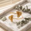 Fashion Gold Color Metal Flower Cuff Bracelet for Women Elegant Butterfly Leaves Adjustable Bangles Female Wedding Party Jewelry