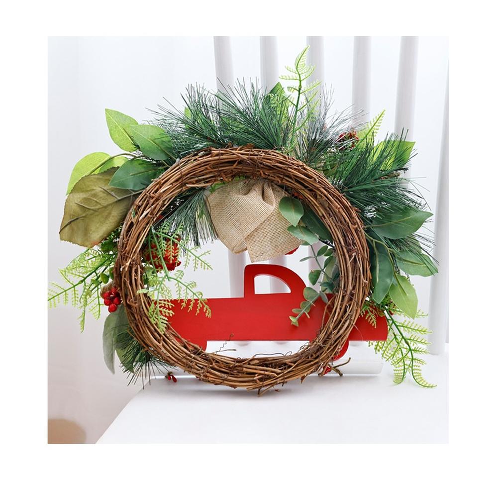 Easy Installation Farmhouse Decor Red Truck Wreath Festive Holiday Theme