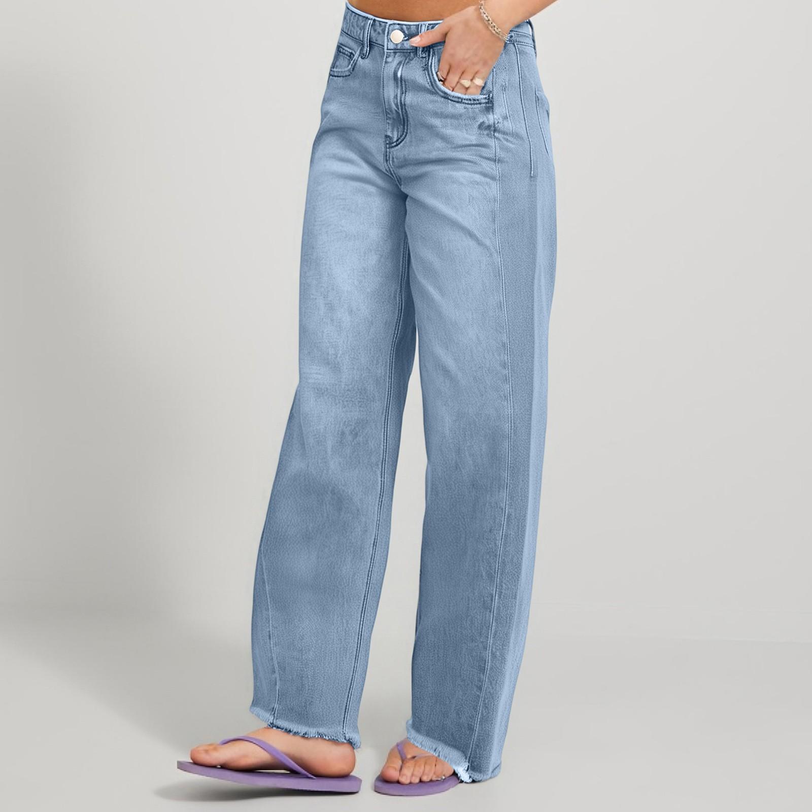 

Women s Solid Color Jeans Loose Casual Straight Leg Wide Leg Pants XXL