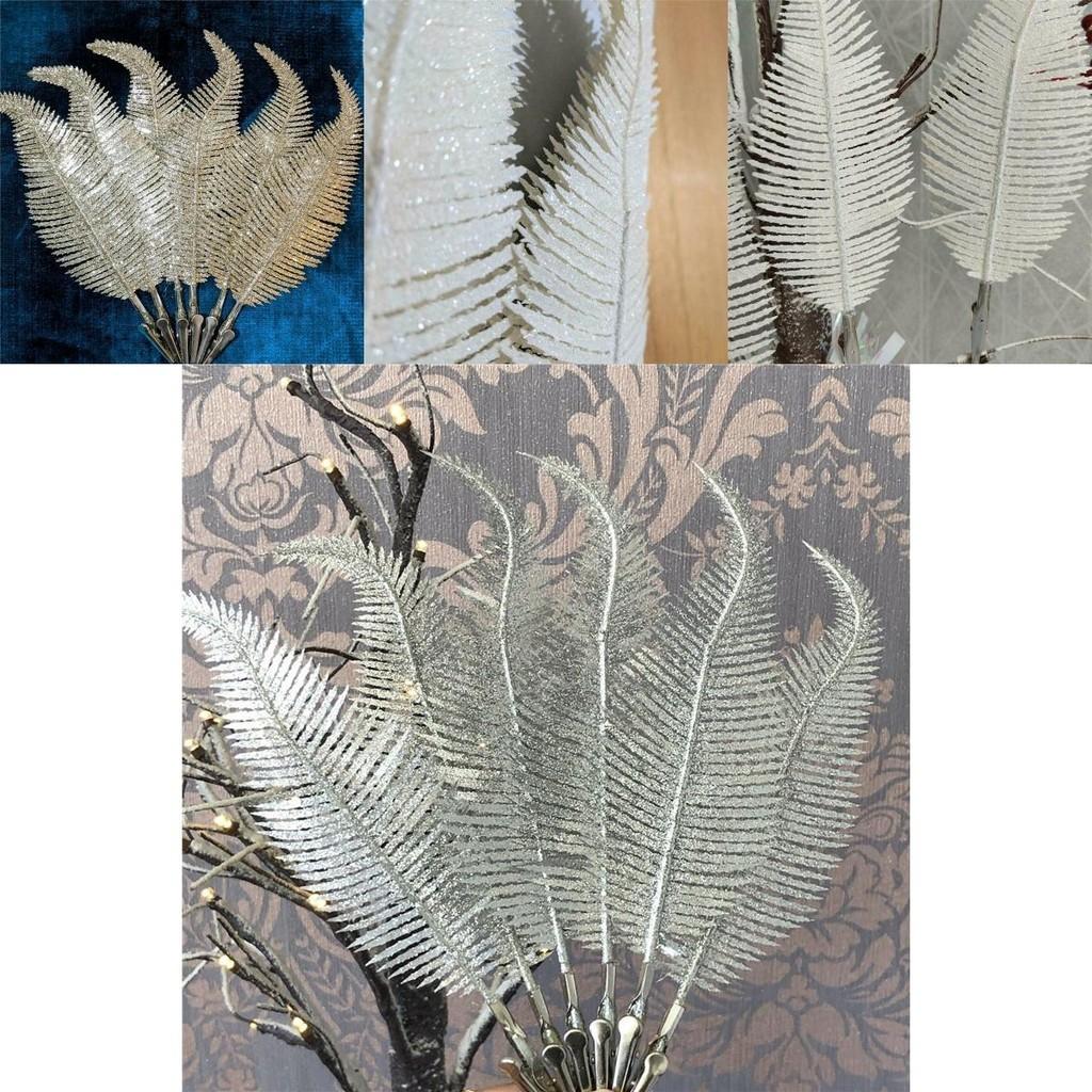 Exquisite 22cm Feather Shaped Clip On Christmas Baubles In Glitter Finish