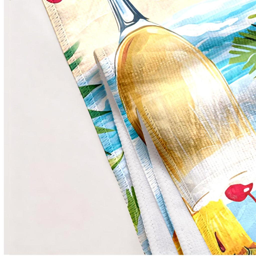Summer Tropical Cocktail Theme polyester microfiber beach towel is highly absorbent, suitable for swimming and beach outings