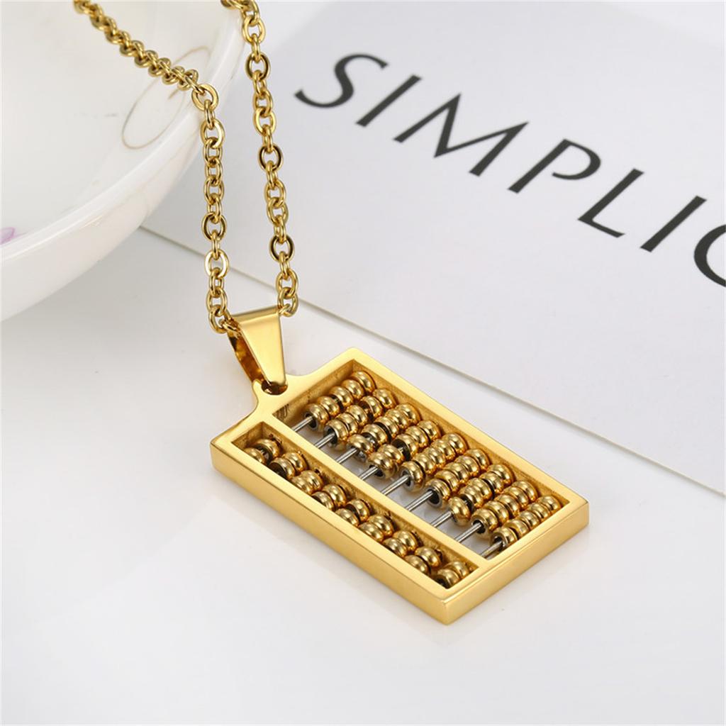 Fashionable Stainless Steel Abacus Pendant Necklace with Adjustable Chain for Fashion Enthusiasts and Math Lovers