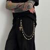Pants Chain Faux Pearls Metal Flower Decor Wallet Chain Multi-layered
