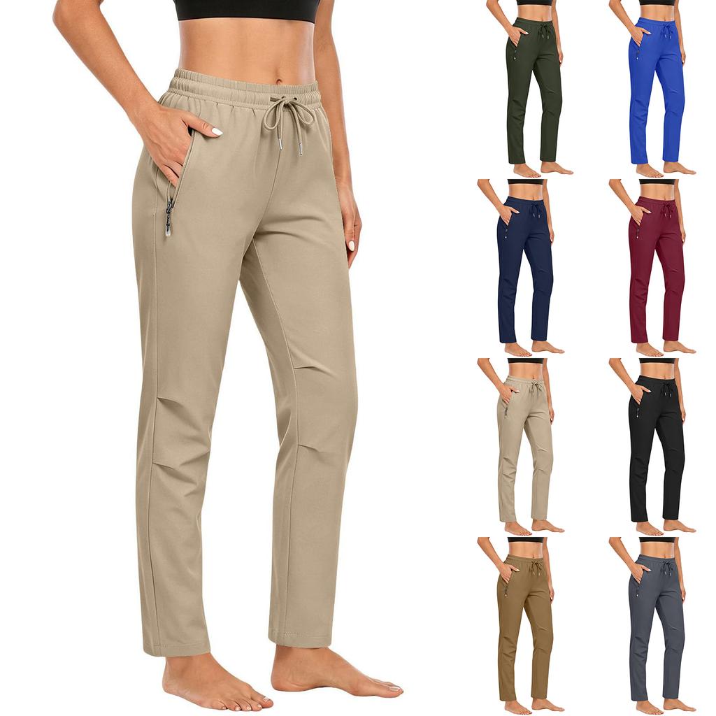 Pantaloni casual colorați elastici pentru femei cu buzunare pentru purtare zilnică