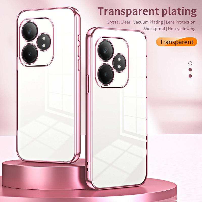

For Realme GT Neo6 SE 5G Case Crystal Clear Back Electroplating TPU Phone Cover Pink