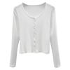 Früher Herbst Damen U-Ausschnitt Kleiner Cardigan Slim Einfach Dünn Kurzer Abschnitt Bottoming Langarm Top