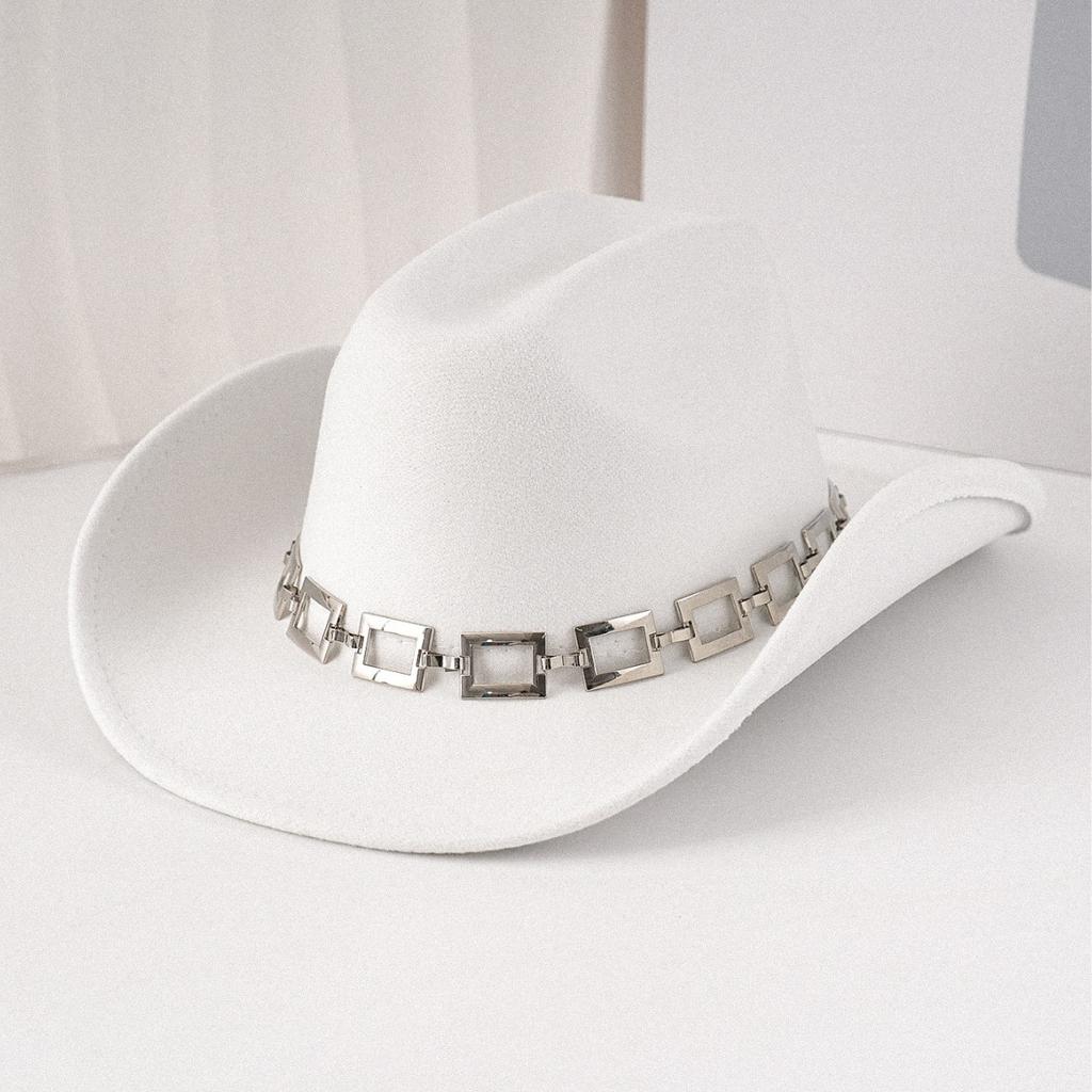 Silver Square Metal Hat Strap Fashion Western Cowboy Hat Top Hat Felt Hat Panama Hat Vintage
