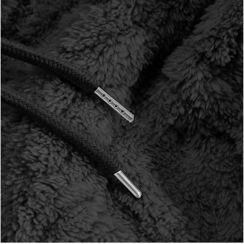 Mens American Casual Loose Fleece Lined Jacquard Hooded Pullover Sweatshirt