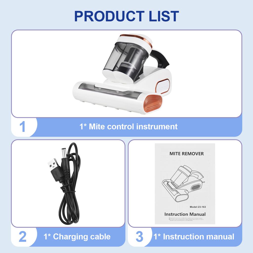 Bed Vacuum Cleaner Mattress Vacuum with Purple Light 8.5KPa Suction HEPA Filter LED Display