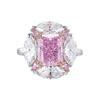 Korean Style Minimalist Pink Zircon Square Adjustable Ring for Women