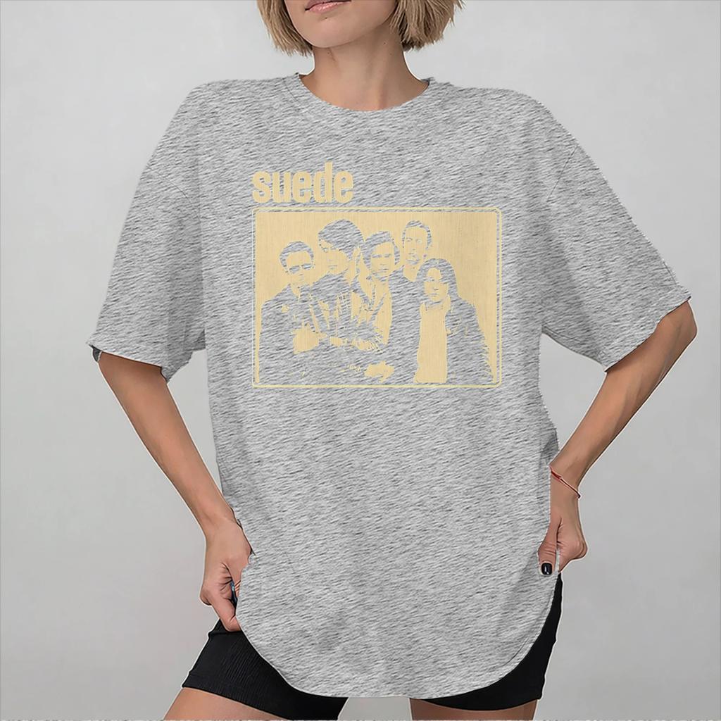 T-shirt Moda Suede band rock per Unisex Cotone Puro Maglietta Manica Corta Top