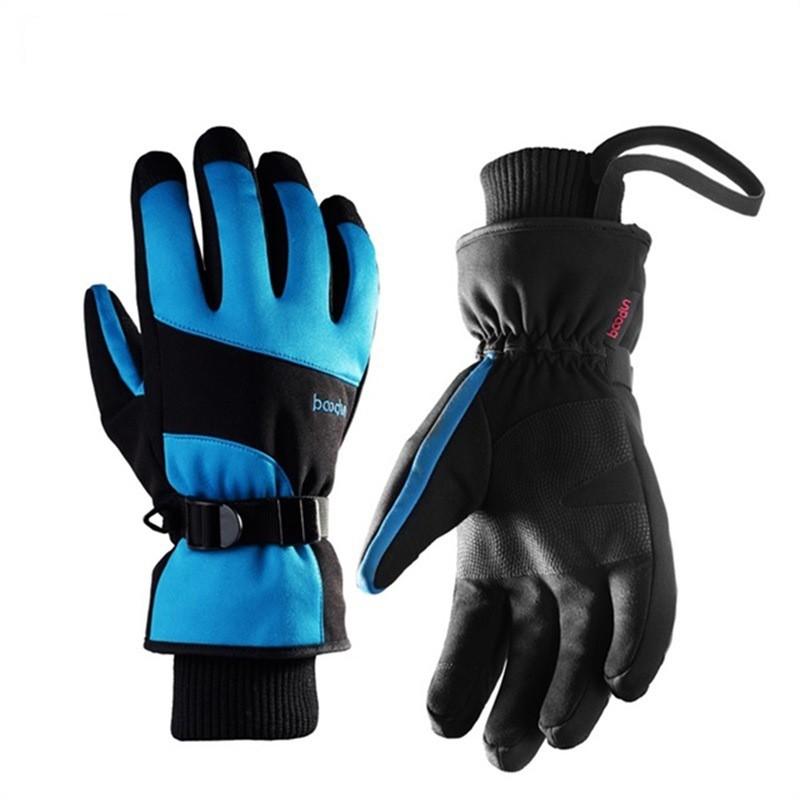 Unisex Winter Ski Gloves With Thermal Lining Windproof Extended Cuff Touchscreen Compatible