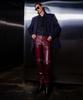 UNTAGE Leather Zipper Slim Trousers [Burgundy (Unisex)]_Uth-Fp34