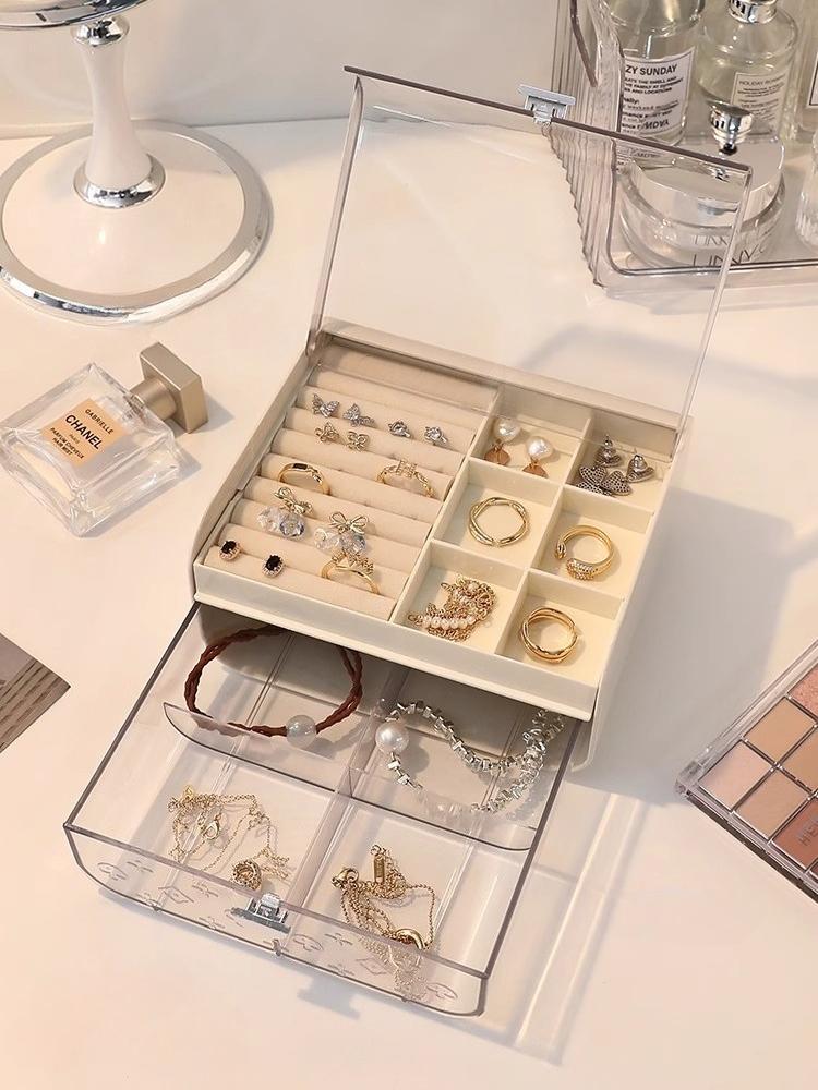 2025 New Jewelry Box Storage Box Organizer Portable Large Capacity Necklace Earrings Exquisite Acrylic Multi-grid Jewelry Boxes