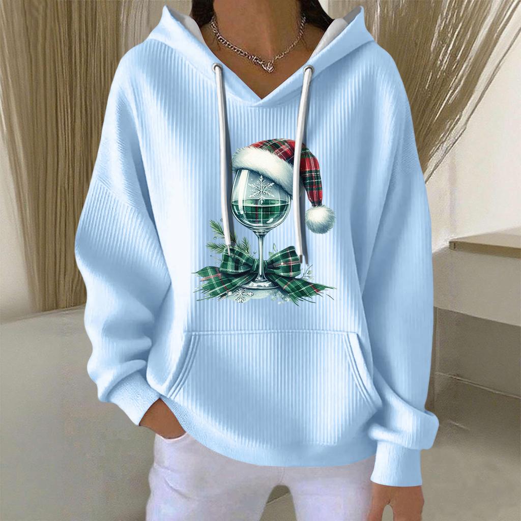 Women's Fashion Casual Christmas Angel Print Pullover Long-Sleeve Sweatshirt