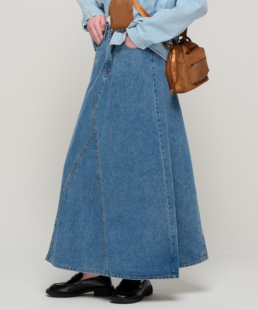 ROIDESROIS Maxi Denim Long Skirt (Blue)