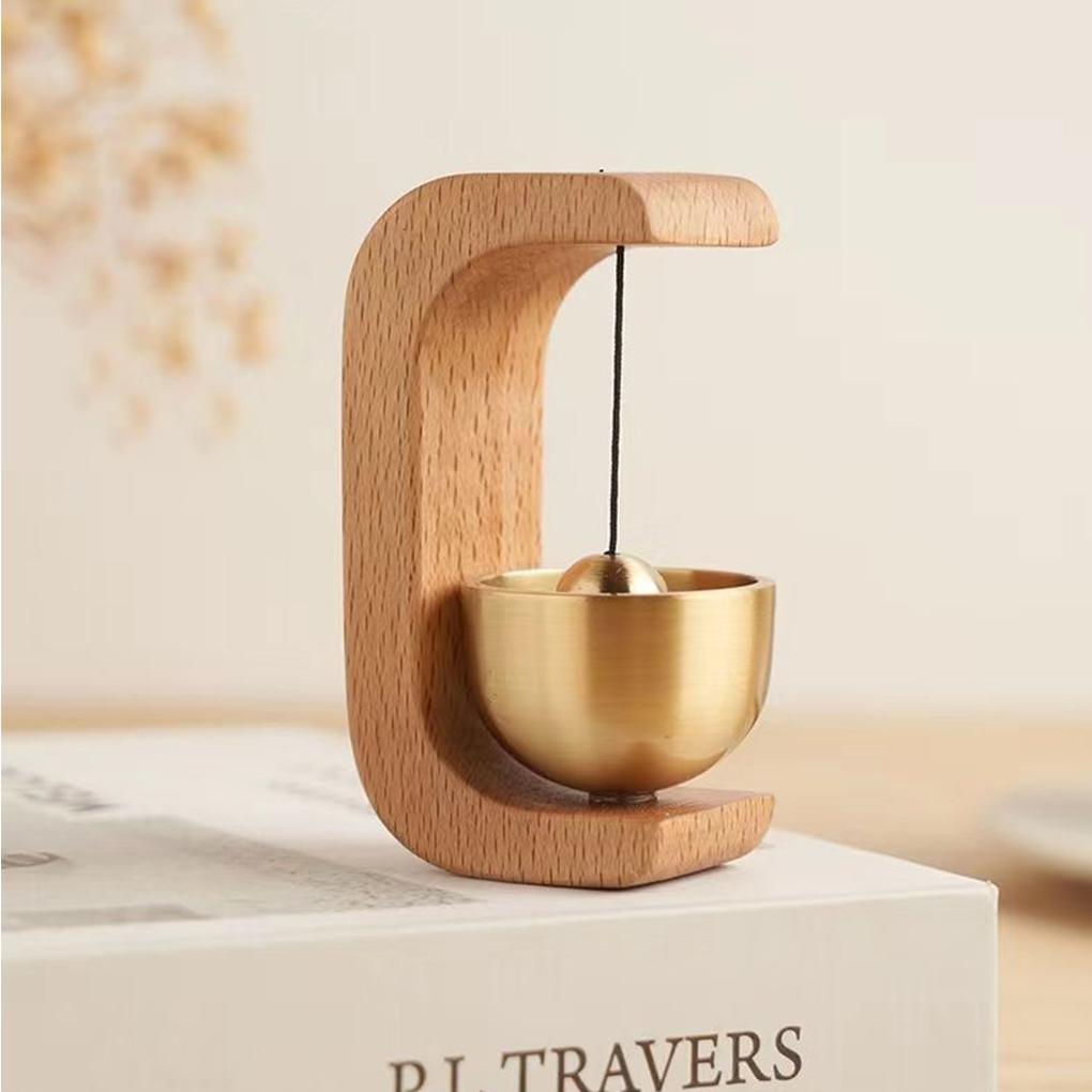 Wireless Jingle Bell Entrance Door Bell Pendant Wireless Doorbell Solid Wooden Doorbell Magnetic Brass Wind Chimes Home Decor