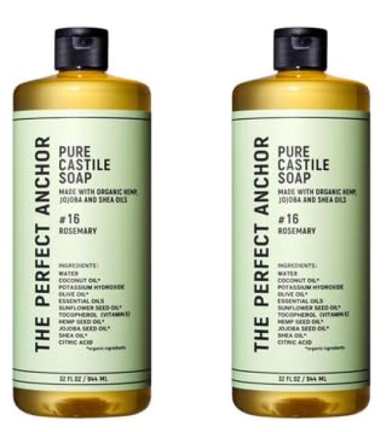 The Perfect Anchor Pure Castile Soap Rosemary 944ml x 2 bottles