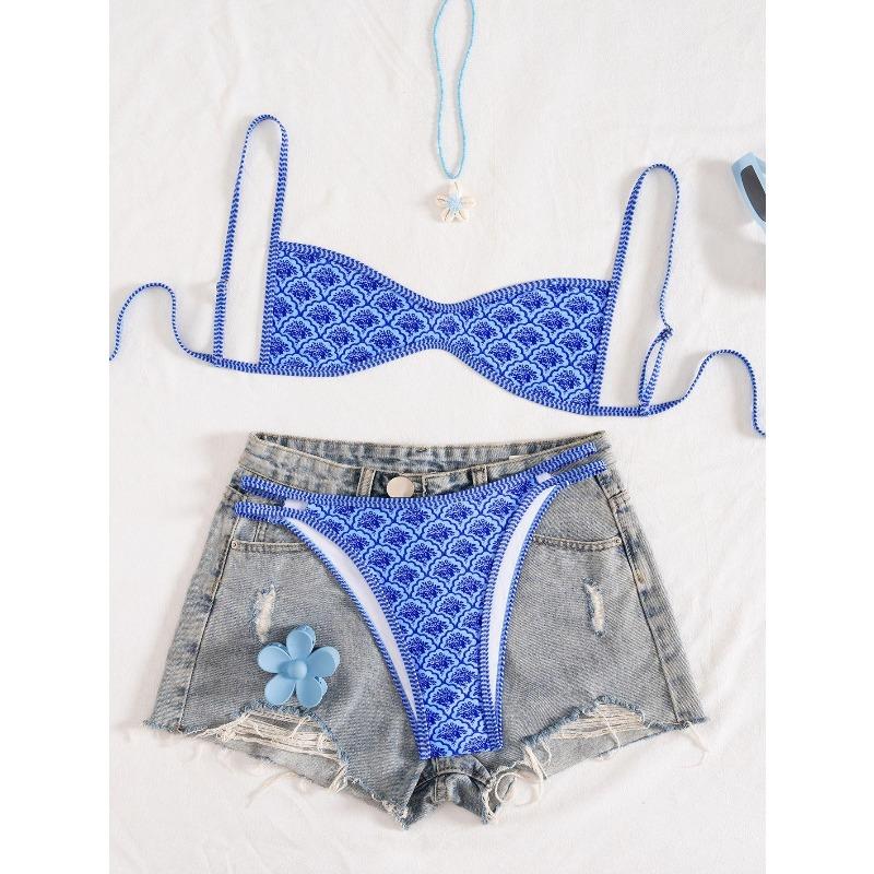 2026 New Tube Top Halter Strap-up Sexy Bikini Split Swimsuit