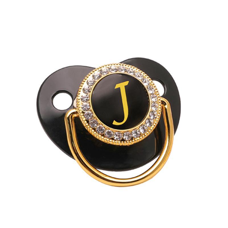 Cross-Border Baby Pacifier with 26 Black Diamond Letters