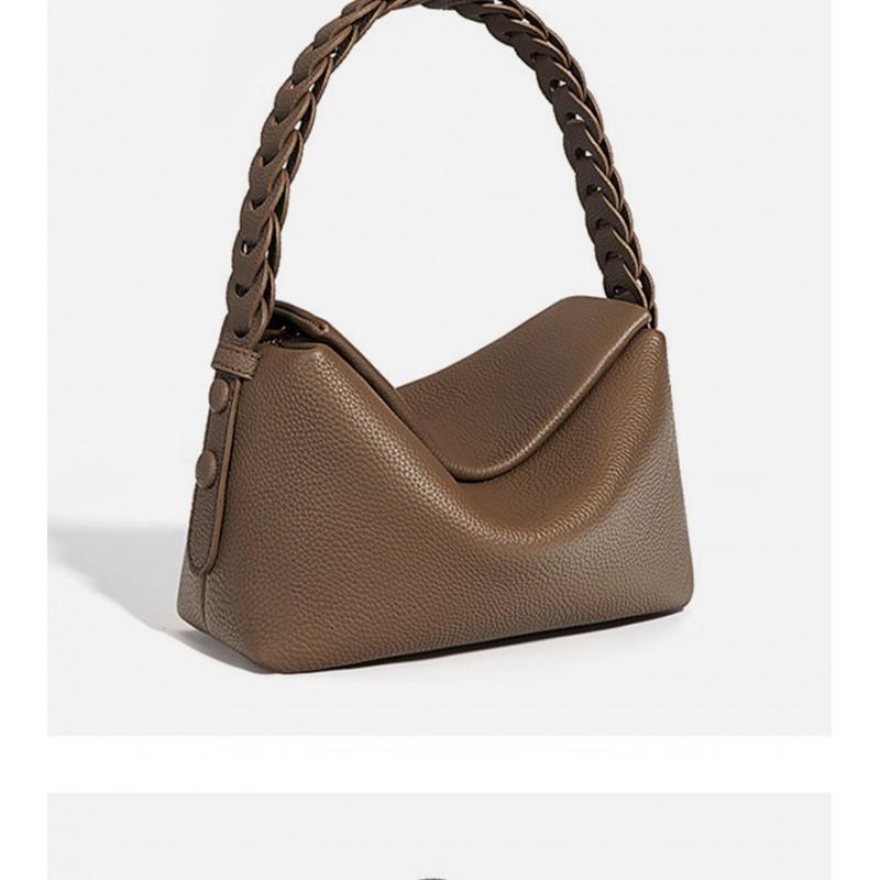 Small Woven Pillow Bag Genuine Leather Versatile Handbag Commuting Shoulder Large Capacity Simple Crossbody