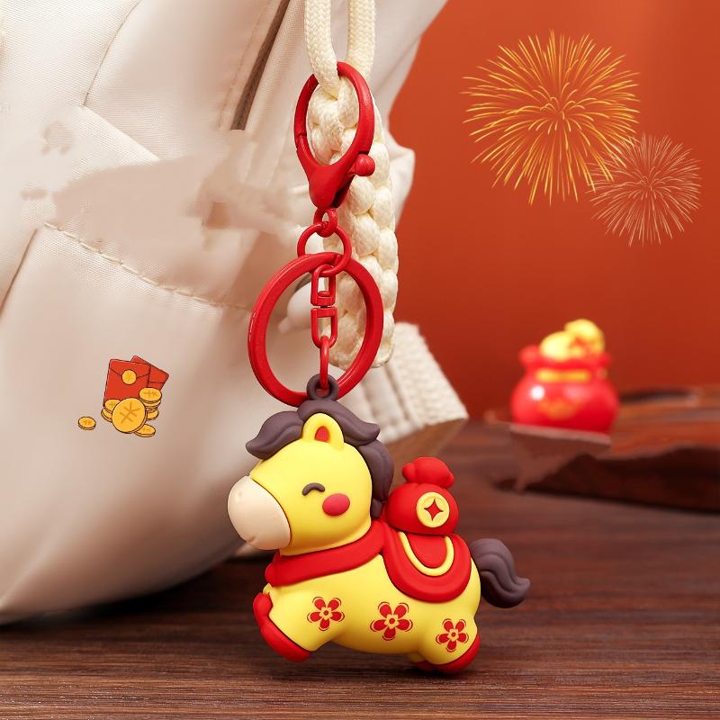 Cartoon Niedlicher Pferdeanhänger Schlüsselanhänger Taschenanhänger Hängende Dekoration Auto Schlüsselanhänger 2026 Pferdejahr Glücksgeschenk