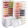 Lot de 20 Récipients à Snacks à Double Compartiment pour Dips, Sauces et Garnitures, Récipients en Plastique avec Couvercles