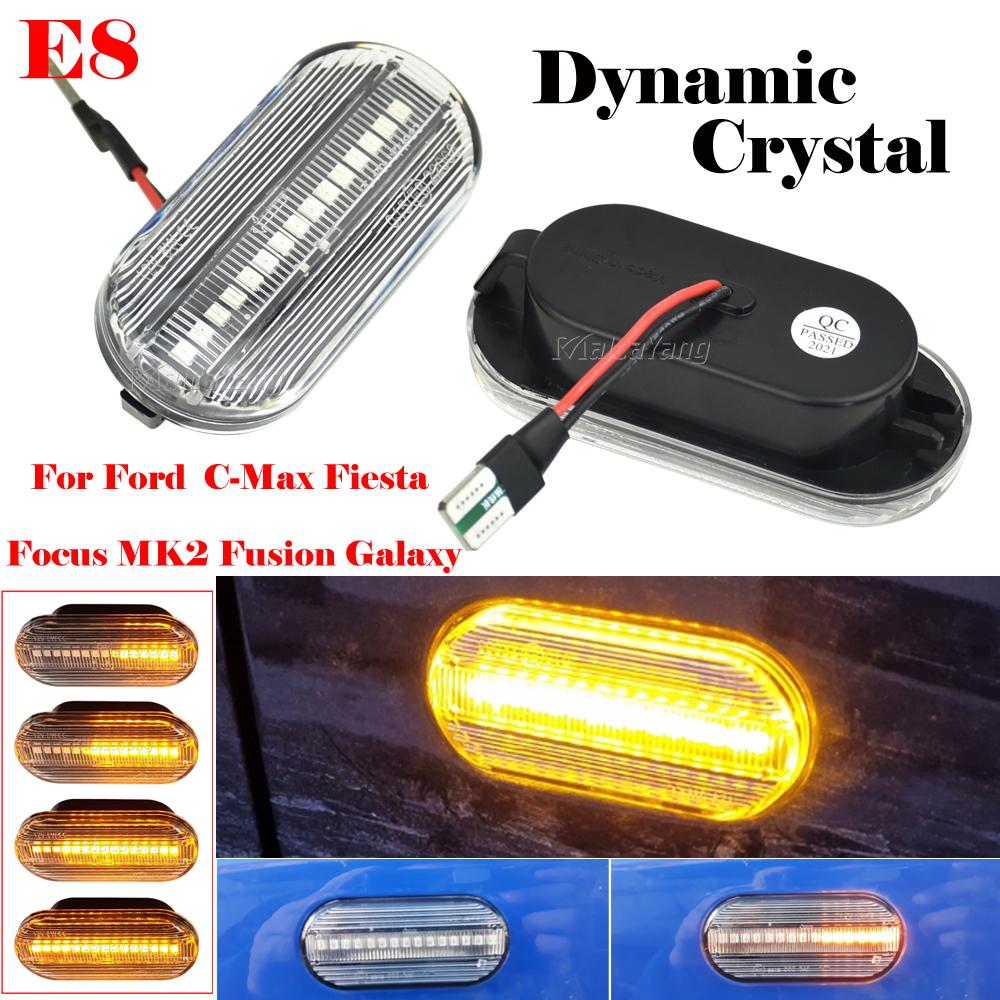 

2 шт. Светодиодный динамический боковой указатель поворота, последовательный мигающий свет для Ford C-Max Fiesta Focus MK2 Fusion Galaxy