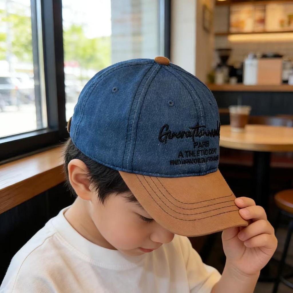 Kids' Retro Denim Baseball Cap - Spring/Autumn Sun Protection for Boys & Girls