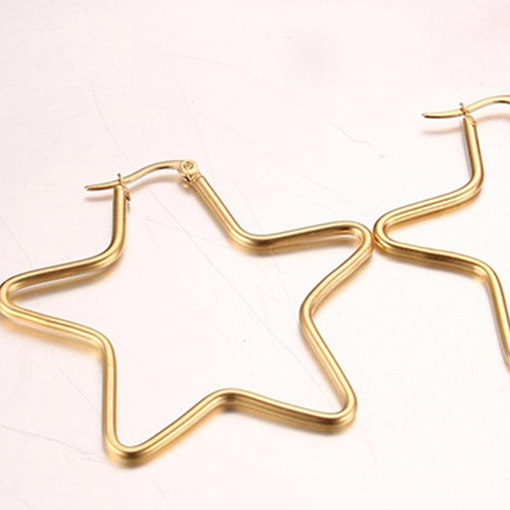 Exaggerated Gold or Steel Pentagram Earrings Lightweight Hypoallergenic Design Perfect for Parties and Festivals