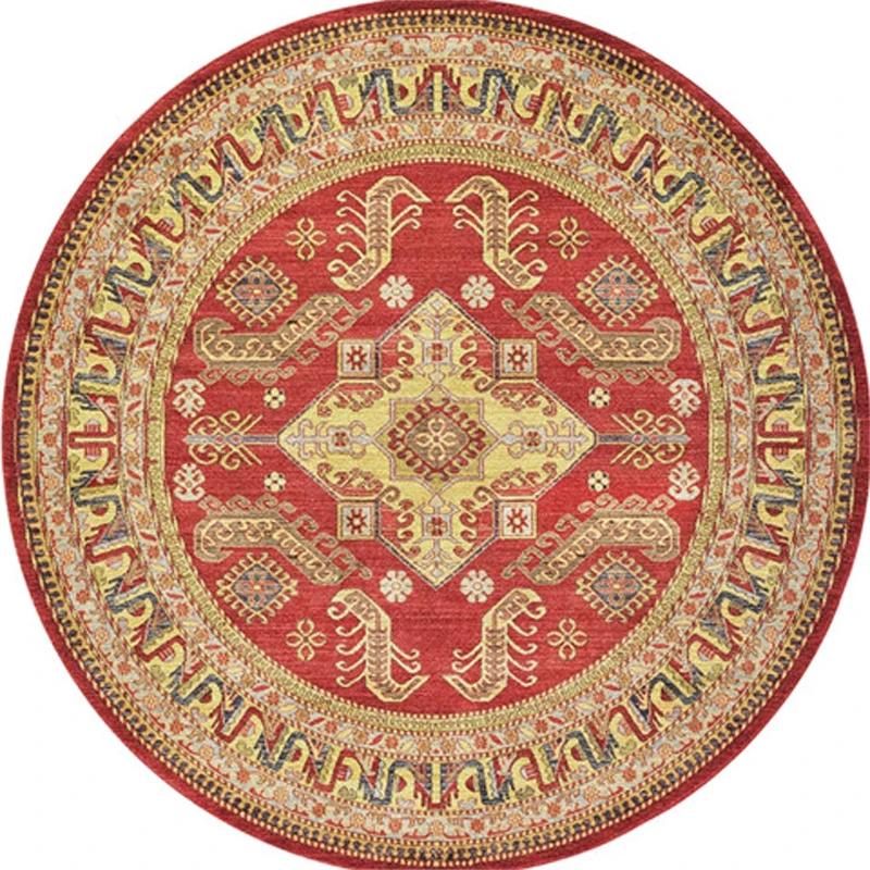 Tappeto Rotondo Orientale Vintage Classico Motivo Floreale Etnico Morbido Antiscivolo Lavabile per Soggiorno Decorazione Casa