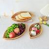 Snacks Storage Plate Convenient Bread Dish Imitation Rattans Leaf Shaped Fruit Tray for Everyday Use Kitchen Organizers