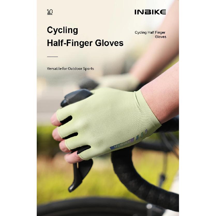 INBIKE Neue Fahrradhandschuhe Reflektierende Streifen Atmungsaktives Netz MTB Rennrad Handschuhe Gepolsterte Handfläche zum Radfahren Stoßdämpfung