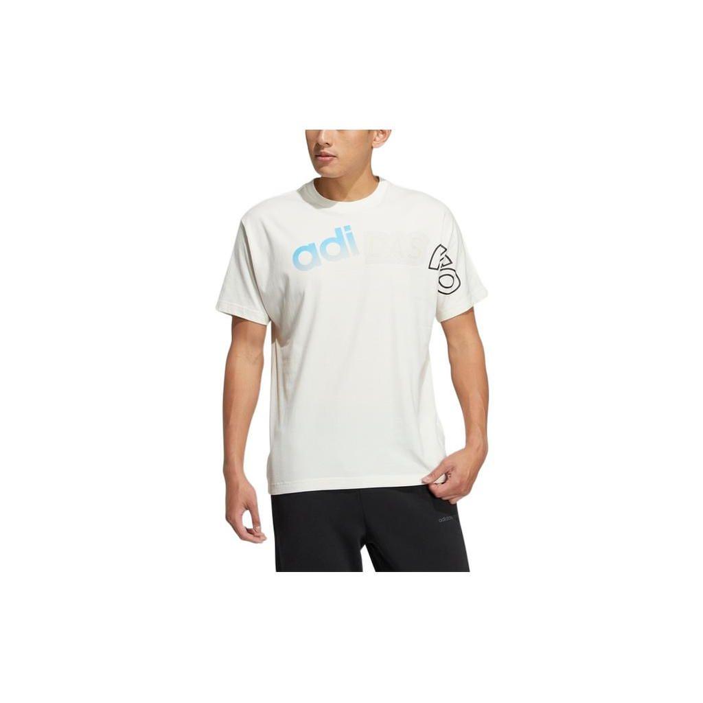 Adidas Neo Gradient Logo Print T-Shirt Men Tops White HS8834