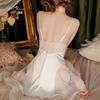 Women's Silky Underwire Push Up Padded Cami Sleep Dress with Robe for Spring Summer