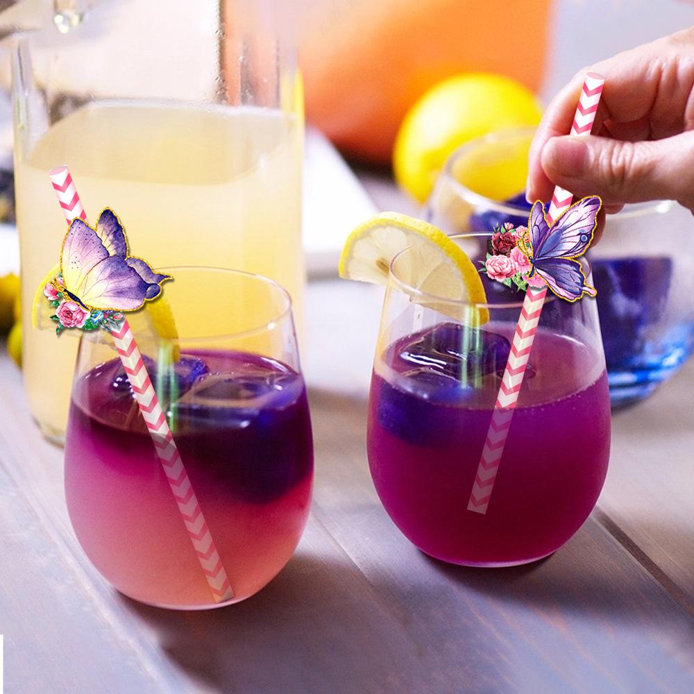 New Style, Beautiful Butterfly Theme, Water Cup Accessories, Disposable Paper Straws, Party Drinks, Decorative Items