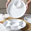 Commercial Melamine Food Serving Tray Divided White Appetizer Plates Drop-proof Imitation Porcelain Snack Serving Platter Salad
