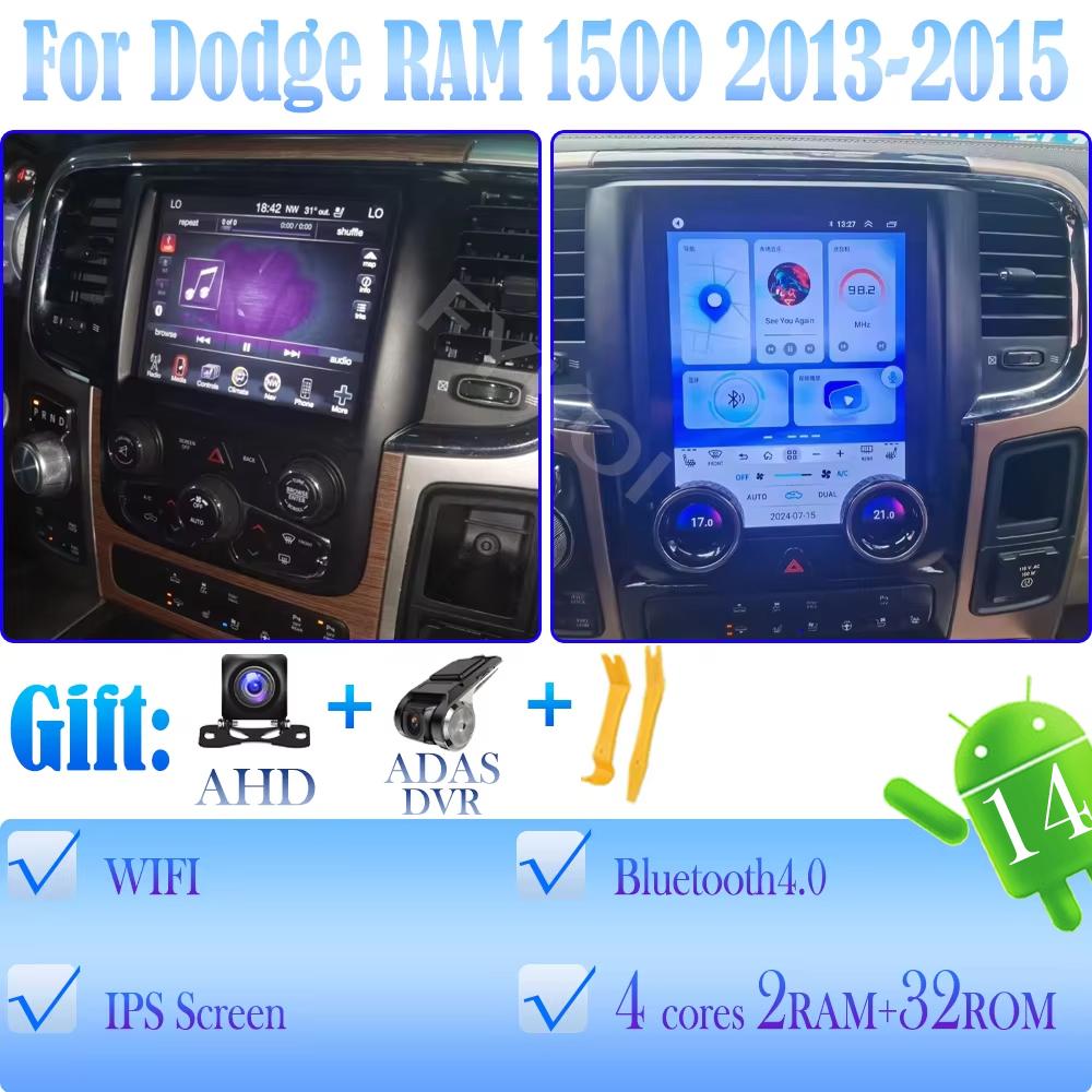 Android15 For Dodge RAM 2013-2015 Car Radio Automotive Multimedia Tesla Screen Car play Auto Bluetooth GPS 4G WIFI DSP Stereo