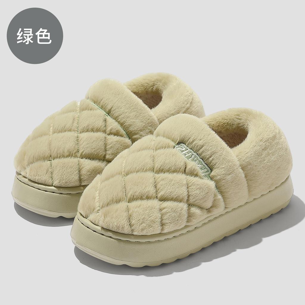 Autumn and Winter Cotton Slippers New Couple Thick Bottom Home Warm Non-slip Plush Slippers Bag and Cotton Slippers