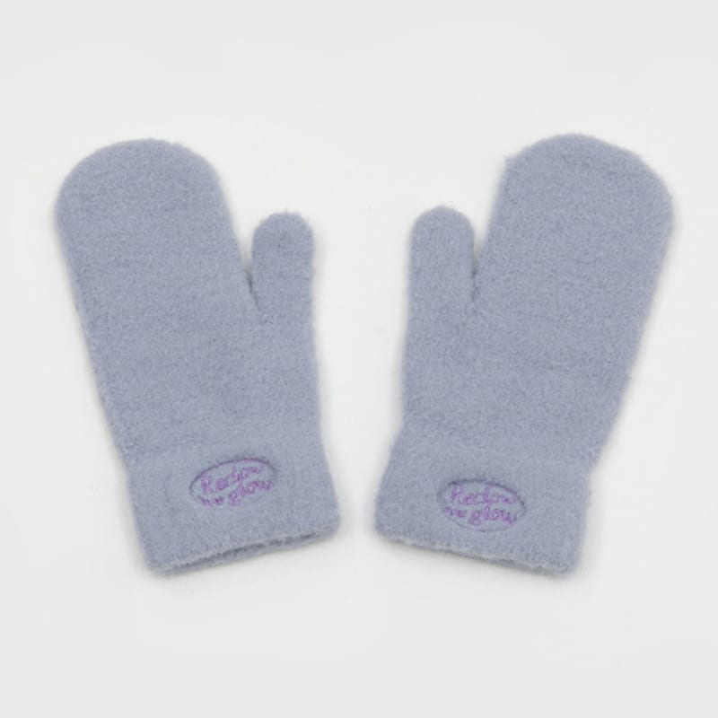 RECLOW FLUFFY LOGO MITTEN GLOVE PURPLE