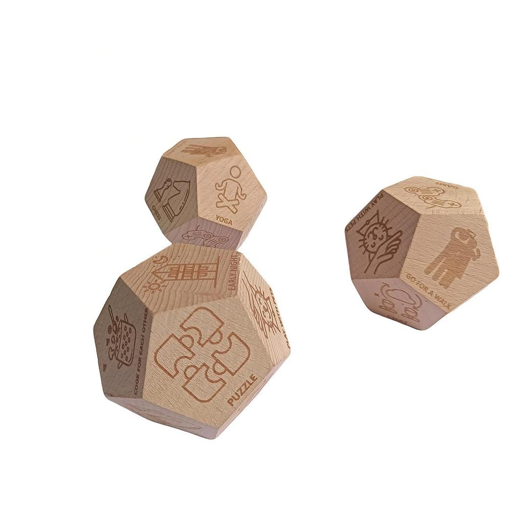Cross-Border Twelve-Sided Wooden Dice Set: Laser Engraved Fun Bar Drinking Game Dice for Couples